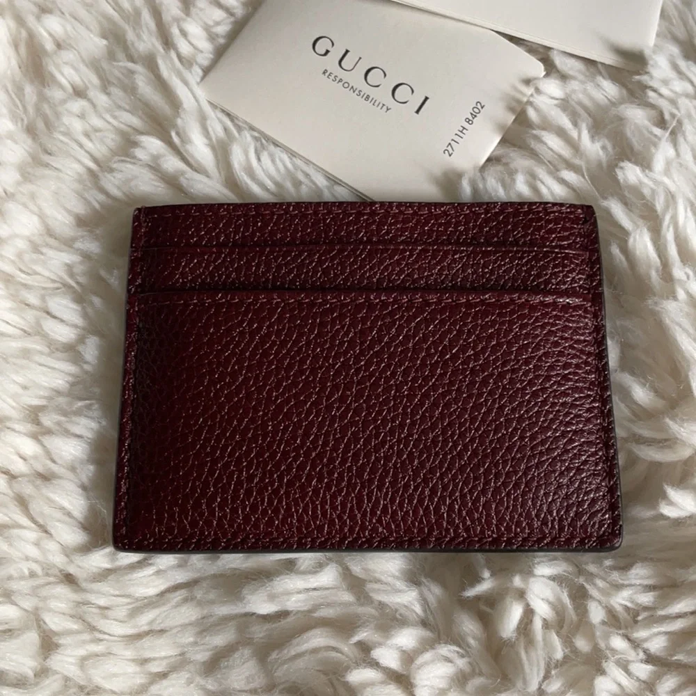 - NWT Gucci Zumi Burgundy Leather Card Holder Wallet Metal GG Logo 570679 …